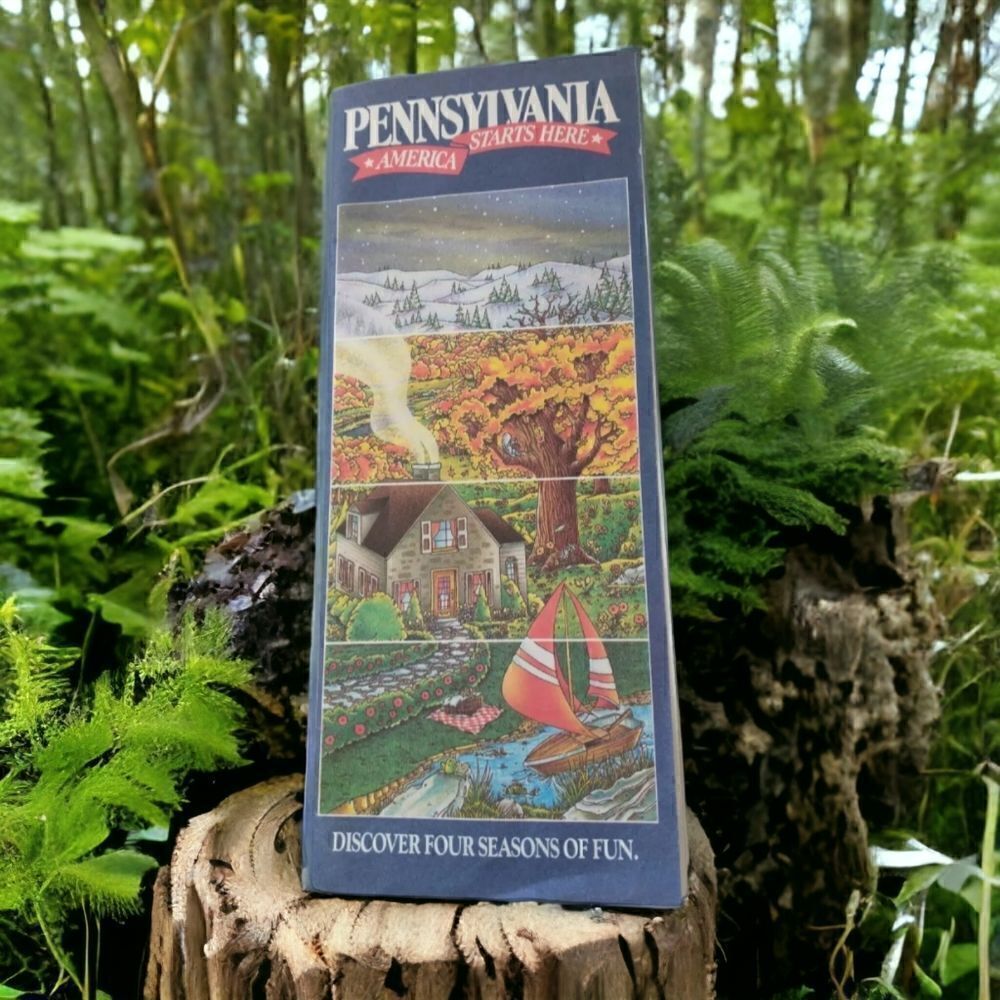 1989 Pennsylvania Map Area Road United States Foldable Travel Ephemera Vintage.‎